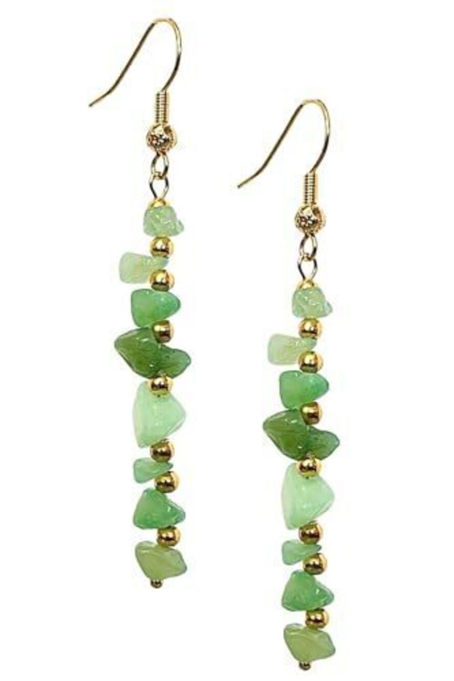 8404 Natual Green Jade Earrings Genuine, Healing Gemstones, 18k Gold Plated